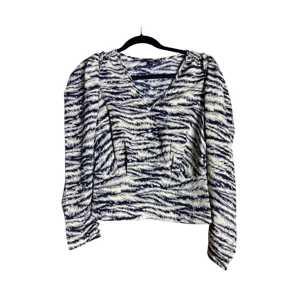 EXPRESS Women's Black and White Patterned Top Small